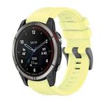 For Garmin Quatix 7 Pure Color Steel Buckle 22mm Silicone Watch Band(Yellow)