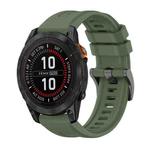 For Garmin Fenix 7 Pro 47mm Pure Color Steel Buckle 22mm Silicone Watch Band(Dark Green)