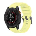 For Garmin Fenix 7 Pro 47mm Pure Color Steel Buckle 22mm Silicone Watch Band(Yellow)