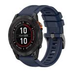 For Garmin Fenix 7 Pro 47mm Pure Color Steel Buckle 22mm Silicone Watch Band(Midnight Blue)