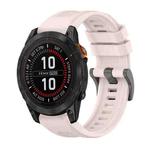 For Garmin Fenix 7 Pro 47mm Pure Color Steel Buckle 22mm Silicone Watch Band(Pink)