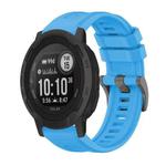 For Garmin  Instinct 2 Solar Pure Color Steel Buckle 22mm Silicone Watch Band(Sky Blue)