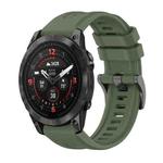 For Garmin Epix Pro 47mm Pure Color Steel Buckle 22mm Silicone Watch Band(Dark Green)