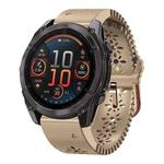 For Garmin Fenix 8 AMOLED 43mm Lace Breathable 20mm Silicone Watch Band(Khaki)