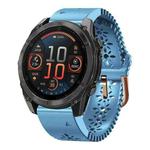 For Garmin Fenix 8 AMOLED 43mm Lace Breathable 20mm Silicone Watch Band(Light Blue)