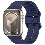 For Apple Watch Ultra 2 49mm Wavy Grain Stitched Silicone Watch Band(Navy Blue)