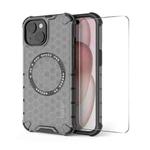 For iPhone 15 Plus ENKAY Hat-Prince Honeycomb MagSafe Shockproof Phone Case with Large Arc Edge Film(Grey)