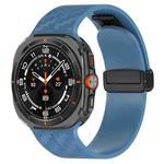 For Samsung Galaxy Watch Ultra 47mm Carbon Fiber Magnetic Folding Buckle Silicone Watch Band(Blue)