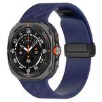 For Samsung Galaxy Watch Ultra 47mm Carbon Fiber Magnetic Folding Buckle Silicone Watch Band(Midnight Blue)