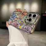 For iPhone 15 Pro Max 3D Flower Electroplated TPU Phone Case(Silver)