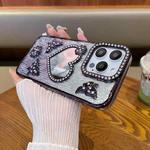For iPhone 11 Heart-shaped Mirror Diamond Glitter Phone Case(Purple)