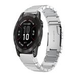 For Garmin Fenix 7X Pro 51mm Tortoise Shell 26mm Stainless Steel Watch Band(Sliver)