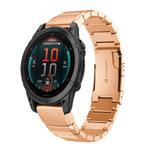 For Garmin Fenix 8 AMOLED 47mm Tortoise Shell 22mm Stainless Steel Watch Band(Rose Gold)