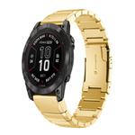 For Garmin Quatix 7 Pro Tortoise Shell 22mm Stainless Steel Watch Band(Gold)