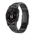 For Garmin Fenix 7 Pro 47mm Tortoise Shell 22mm Stainless Steel Watch Band(Black)