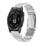 For Garmin Fenix 7 Pro 47mm Tortoise Shell 22mm Stainless Steel Watch Band(Sliver)