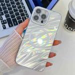 For iPhone 13 Pro Max Plating Texture MagSafe TPU Phone Case with Glitter Lens Film(White Water Ripples)