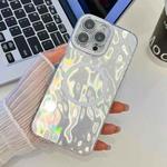 For iPhone 15 Pro Max Plating Texture MagSafe TPU Phone Case with Glitter Lens Film(White Wrinkles)