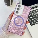 For Samsung Galaxy A54 5G Plating Texture MagSafe TPU Phone Case with Glitter Lens Film(Purple Water Ripples)