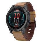 For Garmin Fenix 8 AMOLED 47mm Leather Steel Buckle 22mm Watch Band(Light Brown)