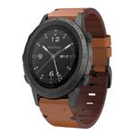 For Garmin MARQ Commander Leather Steel Buckle 22mm Watch Band(Brown)