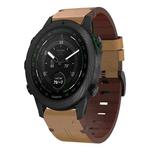 For Garmin MARQ Golfer Leather Steel Buckle 22mm Watch Band(Light Brown)