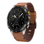 For Garmin MARQ Athlete Gen 2 Leather Steel Buckle 22mm Watch Band(Brown)