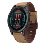 For Garmin Fenix 8 AMOLED 51mm Leather Steel Buckle 26mm Watch Band(Light Brown)