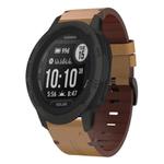 For Garmin Instinct 2X Solar Leather Steel Buckle 26mm Watch Band(Light Brown)