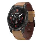 For Garmin Epix Pro 42mm Leather Steel Buckle 20mm Watch Band(Light Brown)