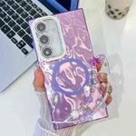 For Samsung Galaxy S24 FE 5G Plating Texture Wristband MagSafe TPU Phone Case with Glitter Lens Film(Purple Wrinkles)