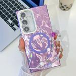 For Samsung Galaxy S24 5G Plating Texture Wristband MagSafe TPU Phone Case with Glitter Lens Film(Purple Wrinkles)