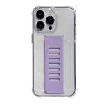 For iPhone 16 Pro Max Transparent Wristband Shockproof TPU Phone Case(Purple)