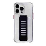 For iPhone 16 Pro Max Transparent Wristband Shockproof TPU Phone Case(Black)