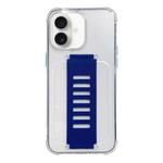 For iPhone 16 Transparent Wristband Shockproof TPU Phone Case(Blue)