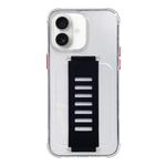 For iPhone 16 Transparent Wristband Shockproof TPU Phone Case(Black)