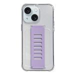 For iPhone 15 Transparent Wristband Shockproof TPU Phone Case(Purple)