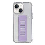 For iPhone 14 Transparent Wristband Shockproof TPU Phone Case(Purple)