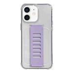 For iPhone 12 Transparent Wristband Shockproof TPU Phone Case(Purple)