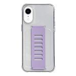 For iPhone XR Transparent Wristband Shockproof TPU Phone Case(Purple)