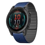 For Garmin Fenix E 47mm Dual Color Magnetic Quick Release 22mm Silicone Watch Band(Dark Blue+Black)