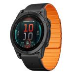 For Garmin Fenix E 47mm Dual Color Magnetic Quick Release 22mm Silicone Watch Band(Black+Orange)