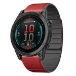 For Garmin Fenix E 47mm Dual Color Magnetic Quick Release 22mm Silicone Watch Band(Red+Black)