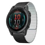 For Garmin Fenix E 47mm Dual Color Magnetic Quick Release 22mm Silicone Watch Band(Black+Gray)