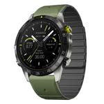 For Garmin MARQ Gen 2 Dual Color Magnetic Quick Release 22mm Silicone Watch Band(Green+Black)