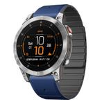 For Garmin EPIX Gen 2 / EPIX Pro Gen 2 Dual Color Magnetic Quick Release 22mm Silicone Watch Band(Dark Blue+Black)