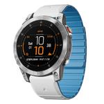 For Garmin EPIX Gen 2 / EPIX Pro Gen 2 Dual Color Magnetic Quick Release 22mm Silicone Watch Band(White+Sky Blue)