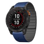 For Garmin Fenix 7 / Fenix 7 Pro Dual Color Magnetic Quick Release 22mm Silicone Watch Band(Dark Blue+Black)