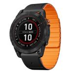 For Garmin Fenix 7 / Fenix 7 Pro Dual Color Magnetic Quick Release 22mm Silicone Watch Band(Black+Orange)