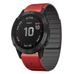 For Garmin Fenix 6 / Fenix 6 Pro Dual Color Magnetic Quick Release 22mm Silicone Watch Band(Red+Black)